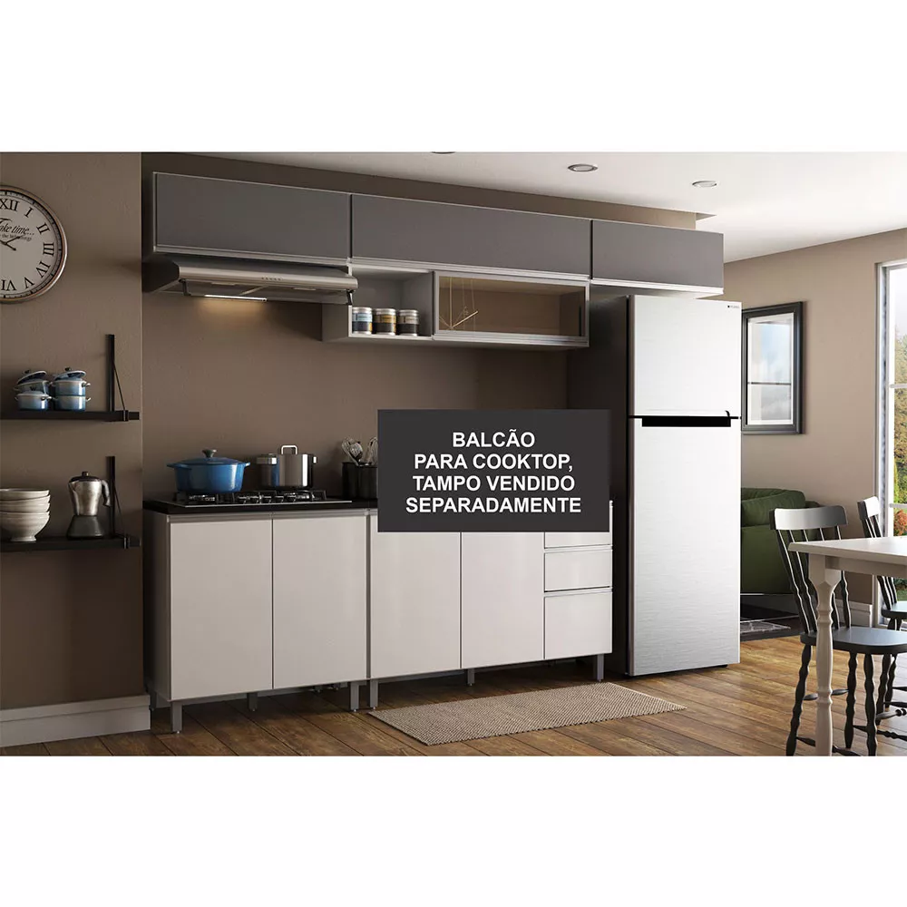 Balcão Para Cooktop Evidence 2 Portas Sem Tampo Poliman Móveis