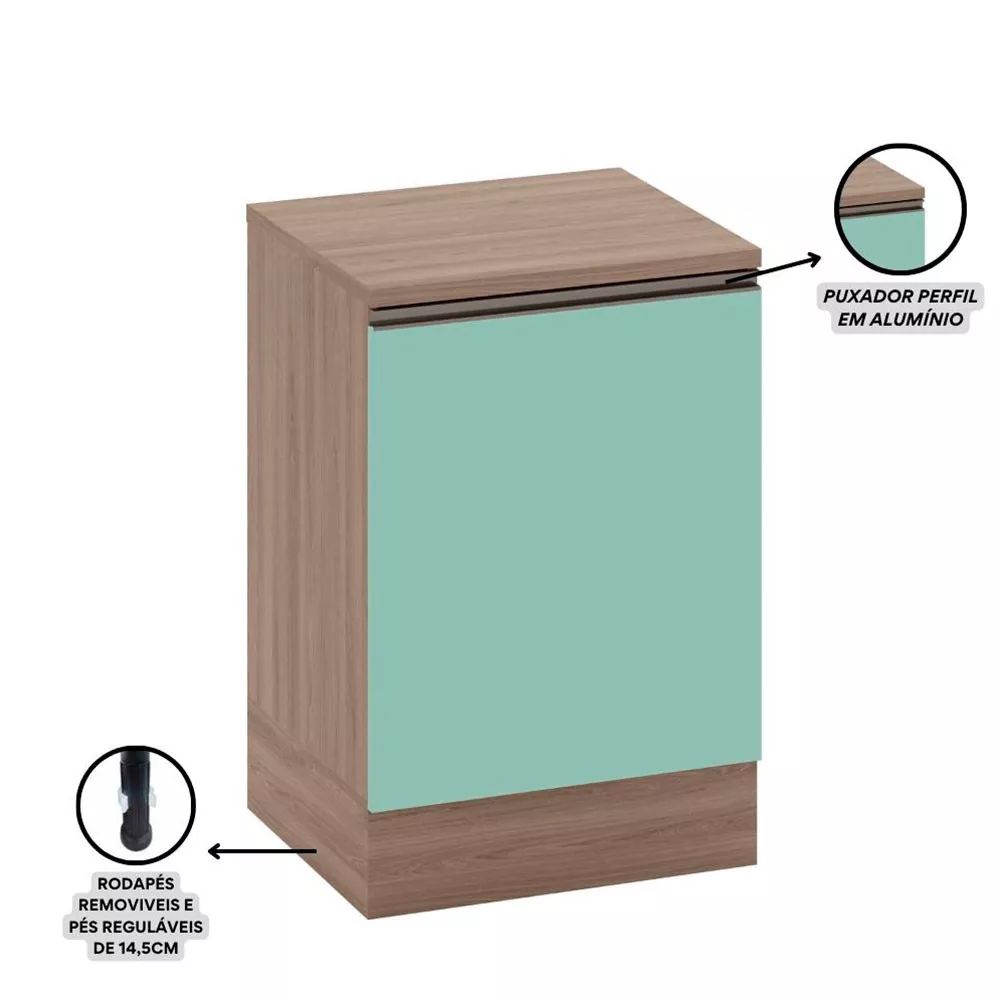 Balcão com Tampo 58 cm 1 Porta Etna Poliman Móveis