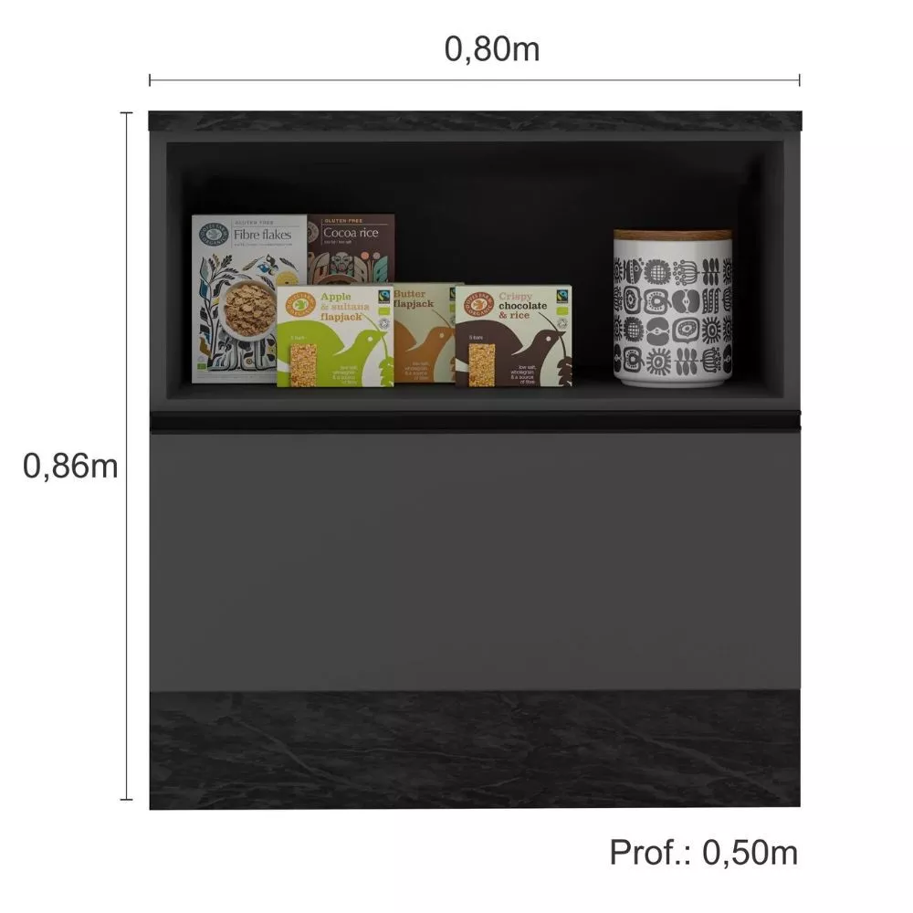 Image 3 of 4 of Balcão com Tampo 80 cm 1 Porta 1 Gaveta Etna Poliman