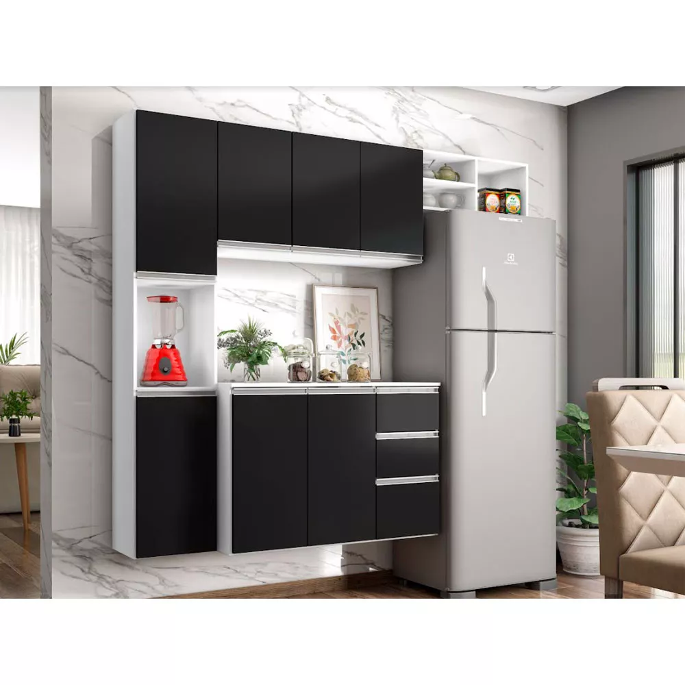 Cozinha Compacta Laura 8 Portas 2 Gavetas Poliman Móveis