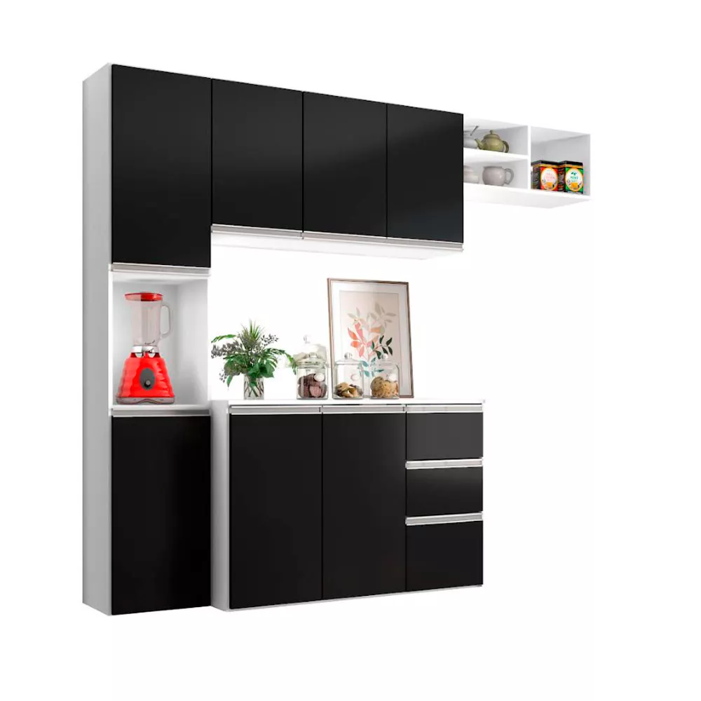 Cozinha Compacta Laura 8 Portas 2 Gavetas Poliman Móveis