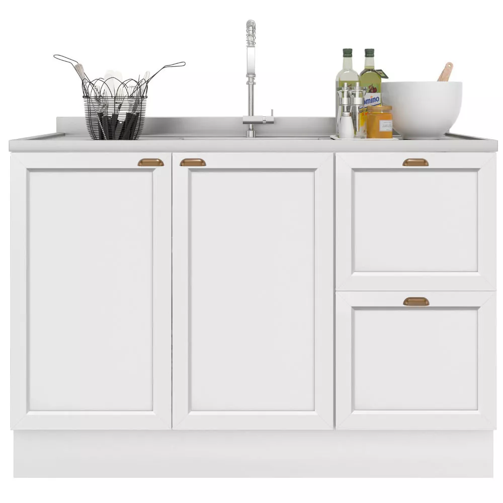 Balcão 2 Portas 2 Gavetas Olivia 120 cm sem tampo