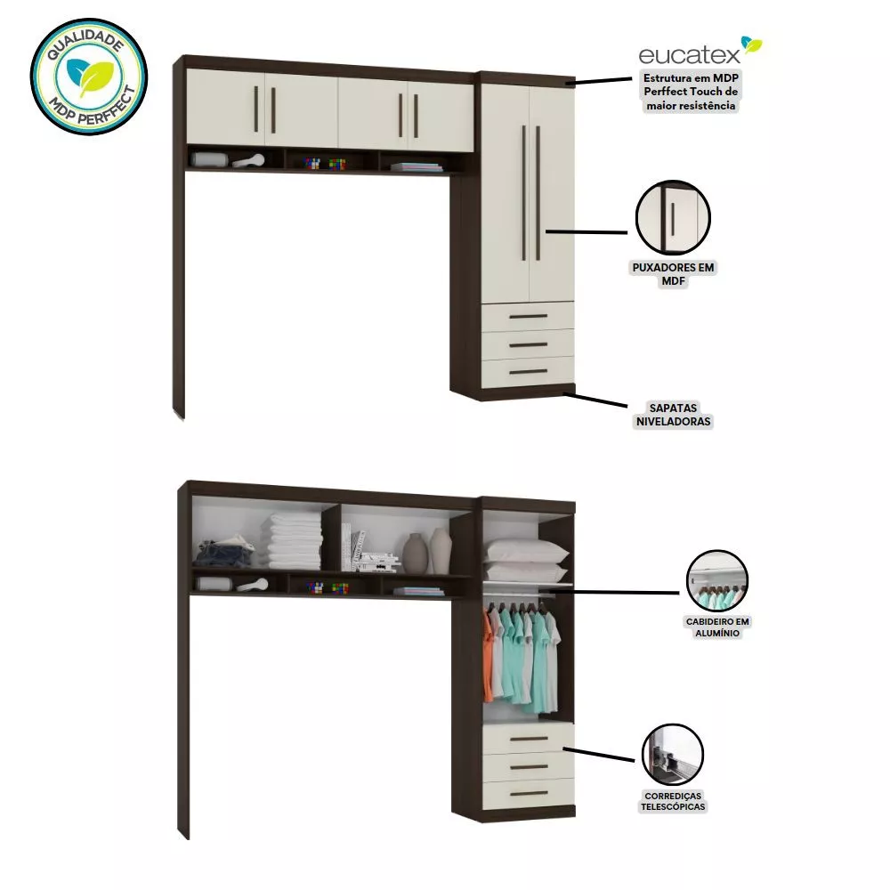 Image 3 of 5 of Quarto Modulado Juvenil 6 Portas 3 Gavetas Star Poliman Móveis