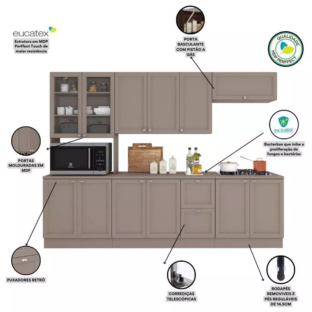 Cozinha Completa Unna 12 Portas 2 Gavetas Poliman Móveis