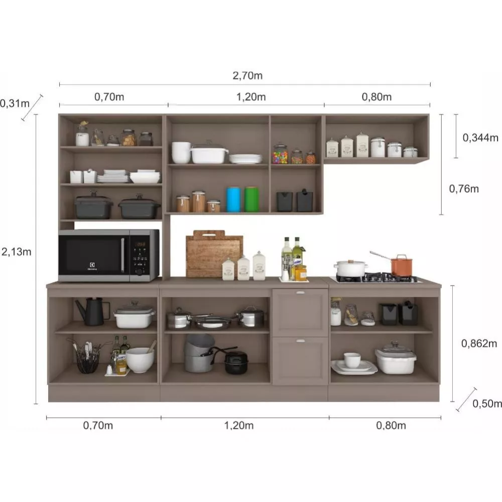 Cozinha Completa Unna 12 Portas 2 Gavetas Poliman Móveis