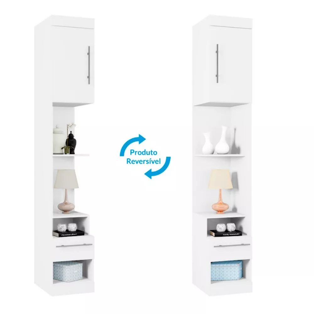 Armário Mesa para Cabeceira 1 Porta 1 Gaveta Star Poliman Móveis