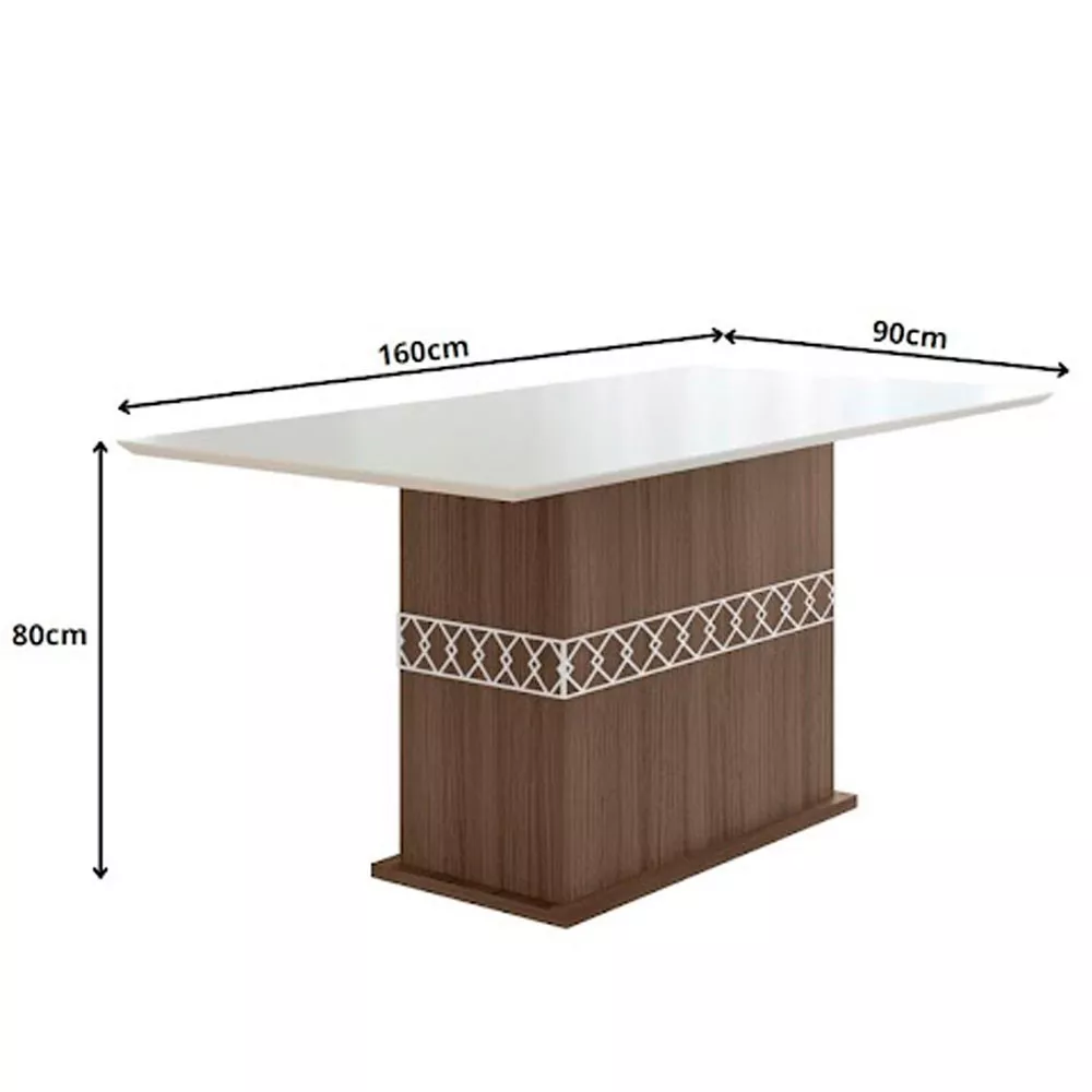 Mesa para Sala de Jantar 160cm Retangular Tampo Chanfrado Agata Poliman