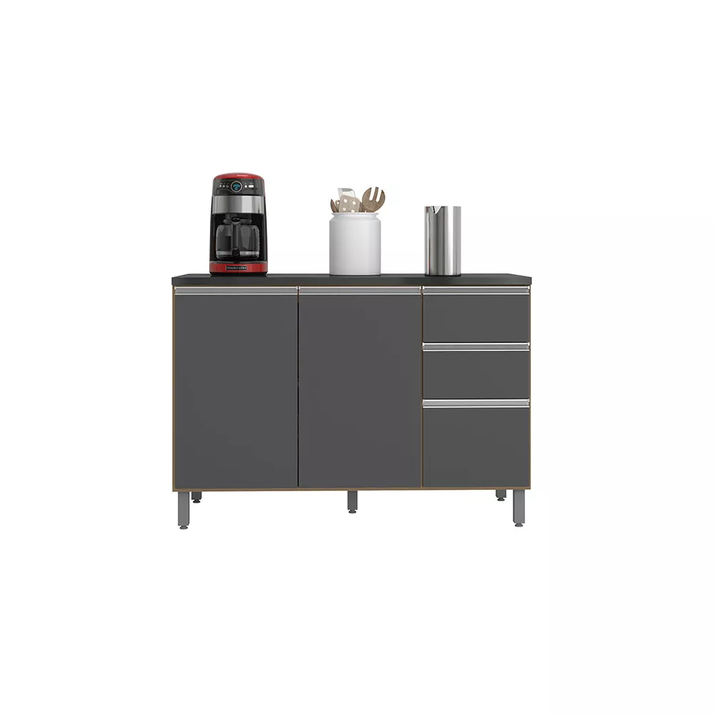 Balcão 2 Portas 3 Gavetas 120 cm sem tampo Lyon Poliman