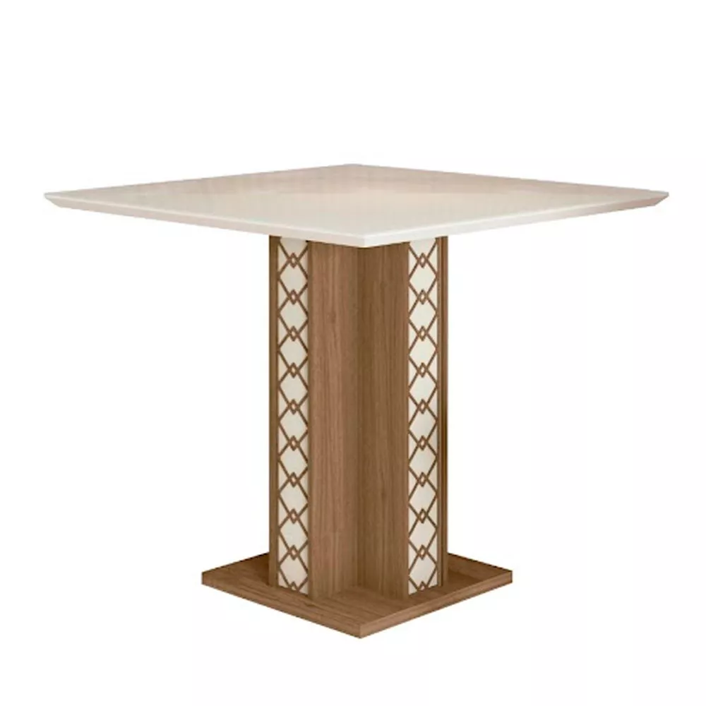 Mesa para Sala de Jantar 90cm Quadrada Tampo Chanfrado Isis Poliman