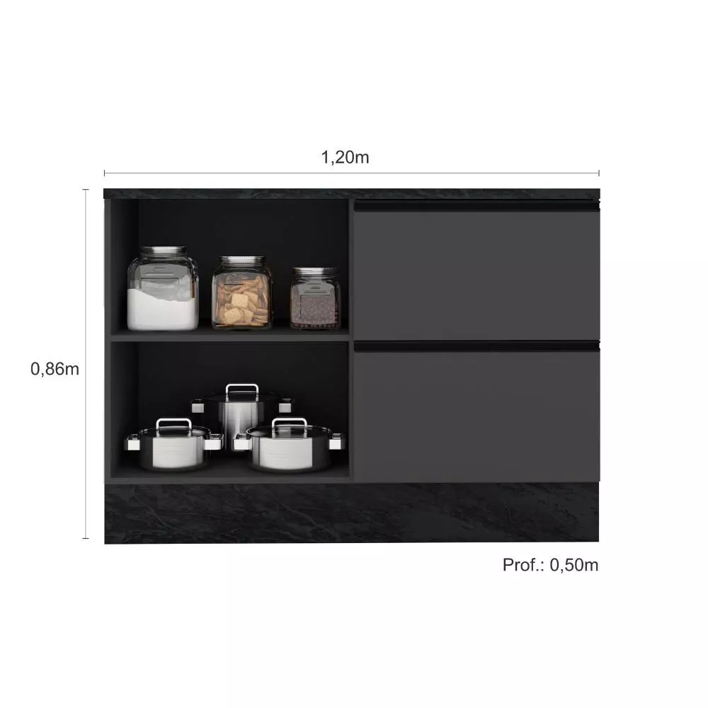 Image 3 of 4 of Balcão com Tampo 120cm 1 Porta 3 Gavetas Etna Poliman