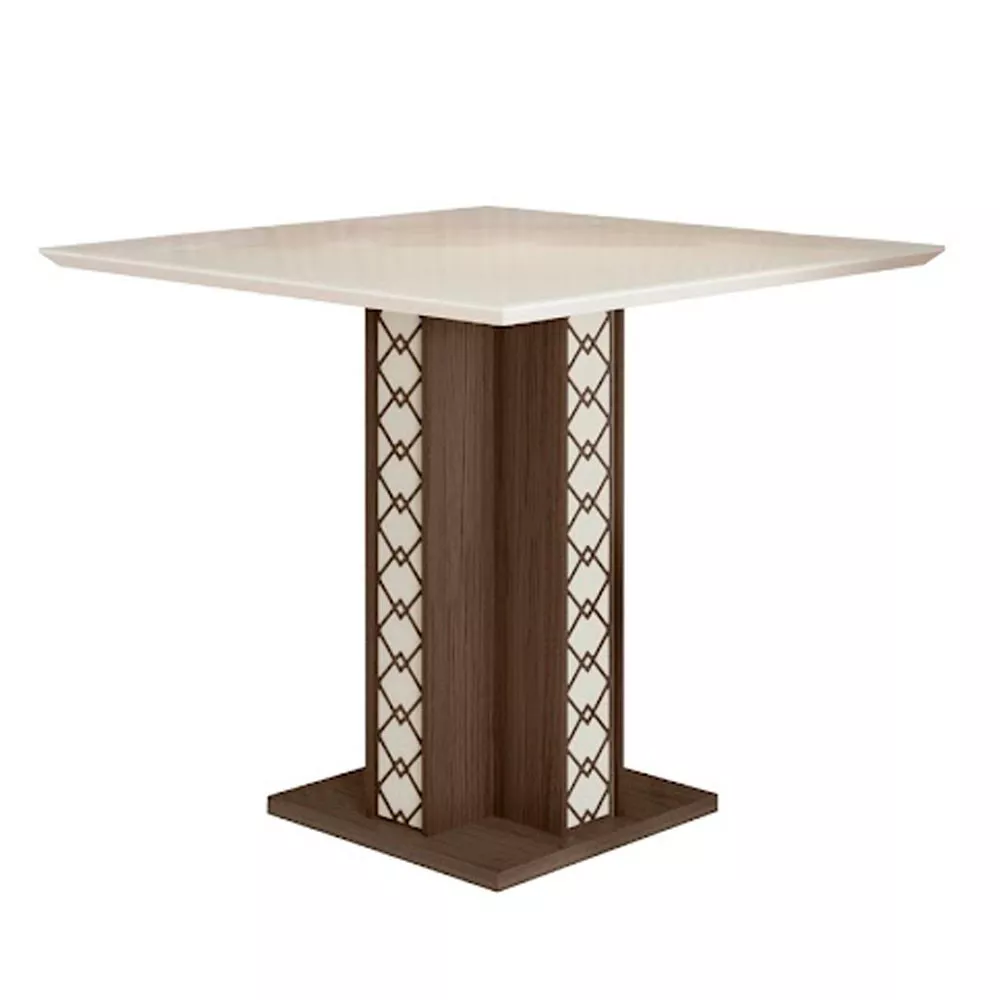 Mesa para Sala de Jantar 90cm Quadrada Tampo Chanfrado Isis Poliman
