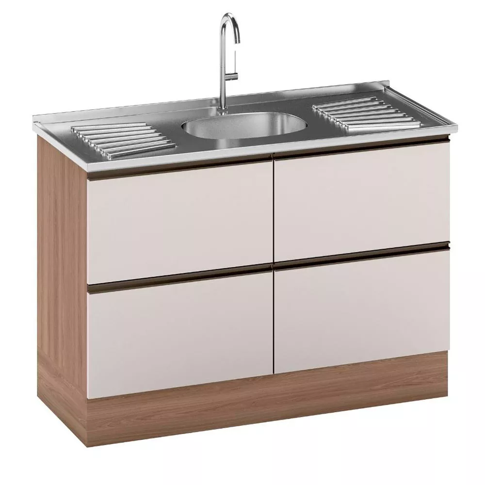Balcão para Pia e Cuba 120 cm 2 Portas 2 Gavetas Etna Poliman