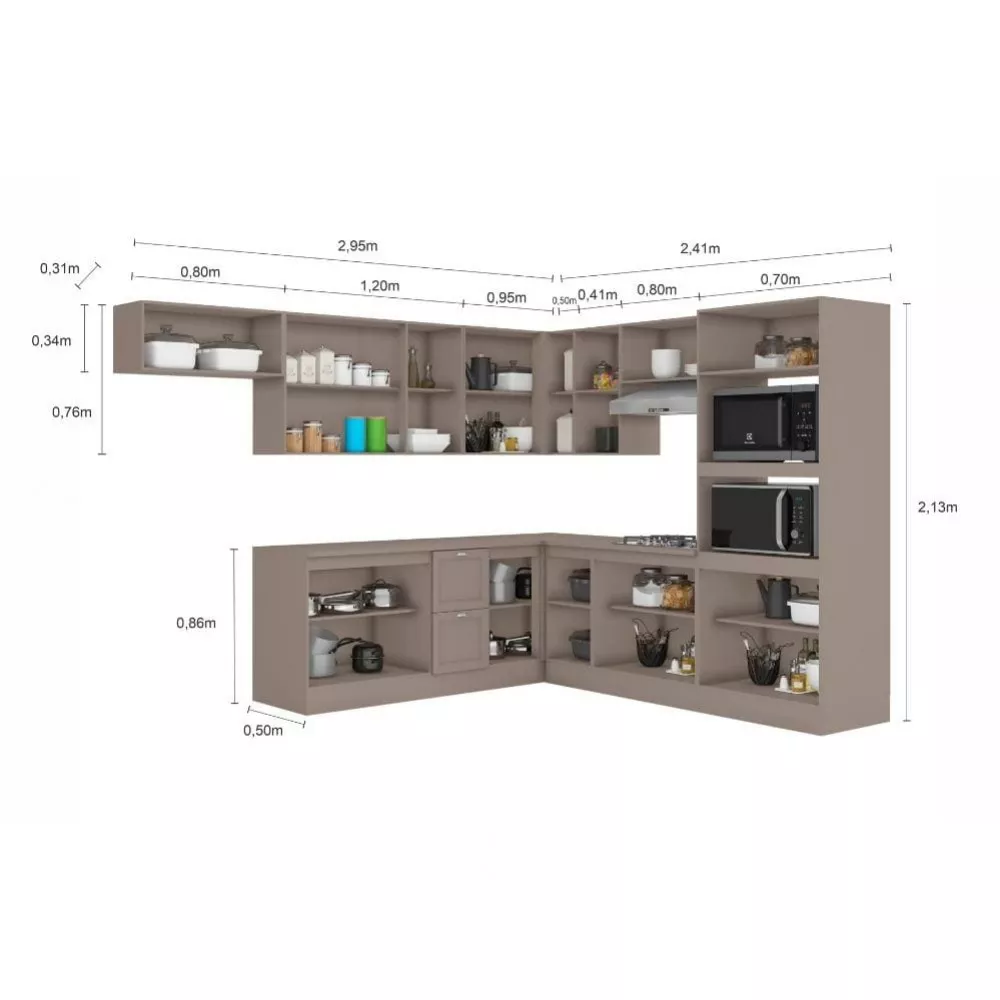 Cozinha Completa Unna 17 Portas 2 Gavetas Poliman Móveis