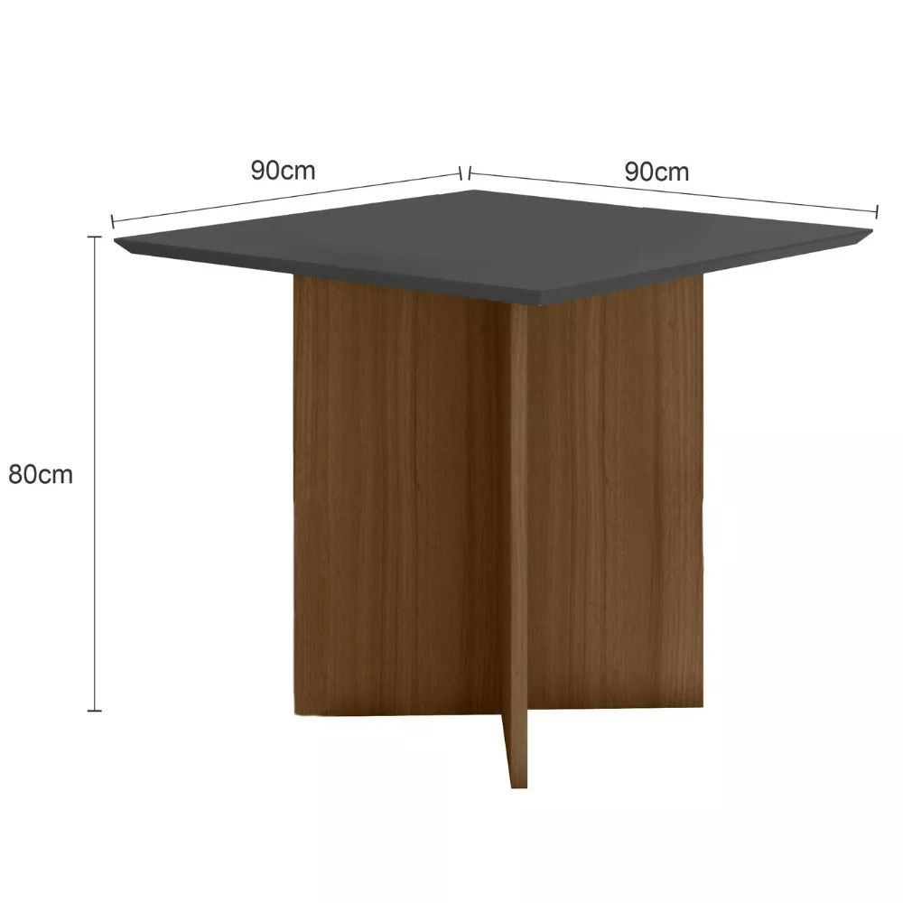 Mesa de Jantar Retangular Tampo Chanfrado sem vidro 90cm Helô Poliman Móveis