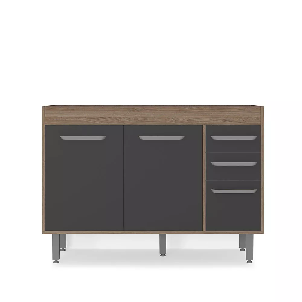 Balcão 3 Portas 2 Gavetas 120 cm sem tampo Barcelona Poliman