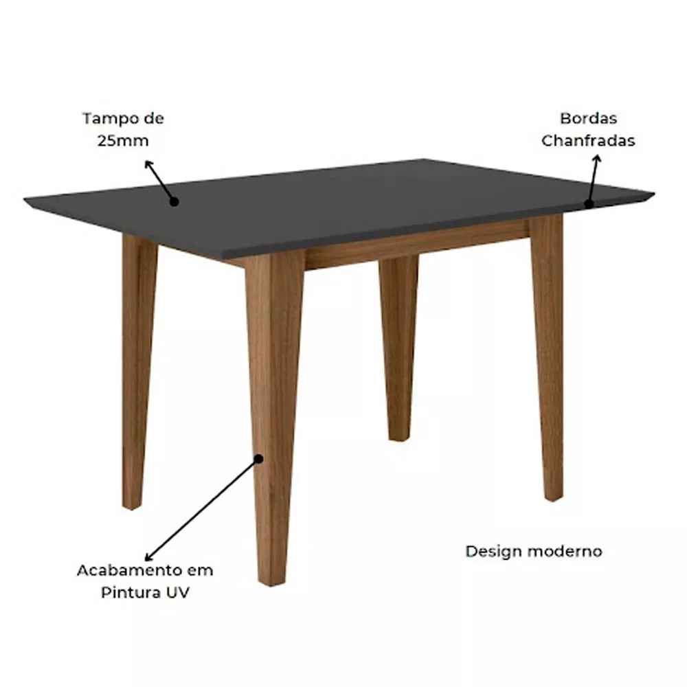 Image 2 of 3 of Mesa para Sala de Jantar 136cm Retangular Tampo Chanfrado Kate Poliman