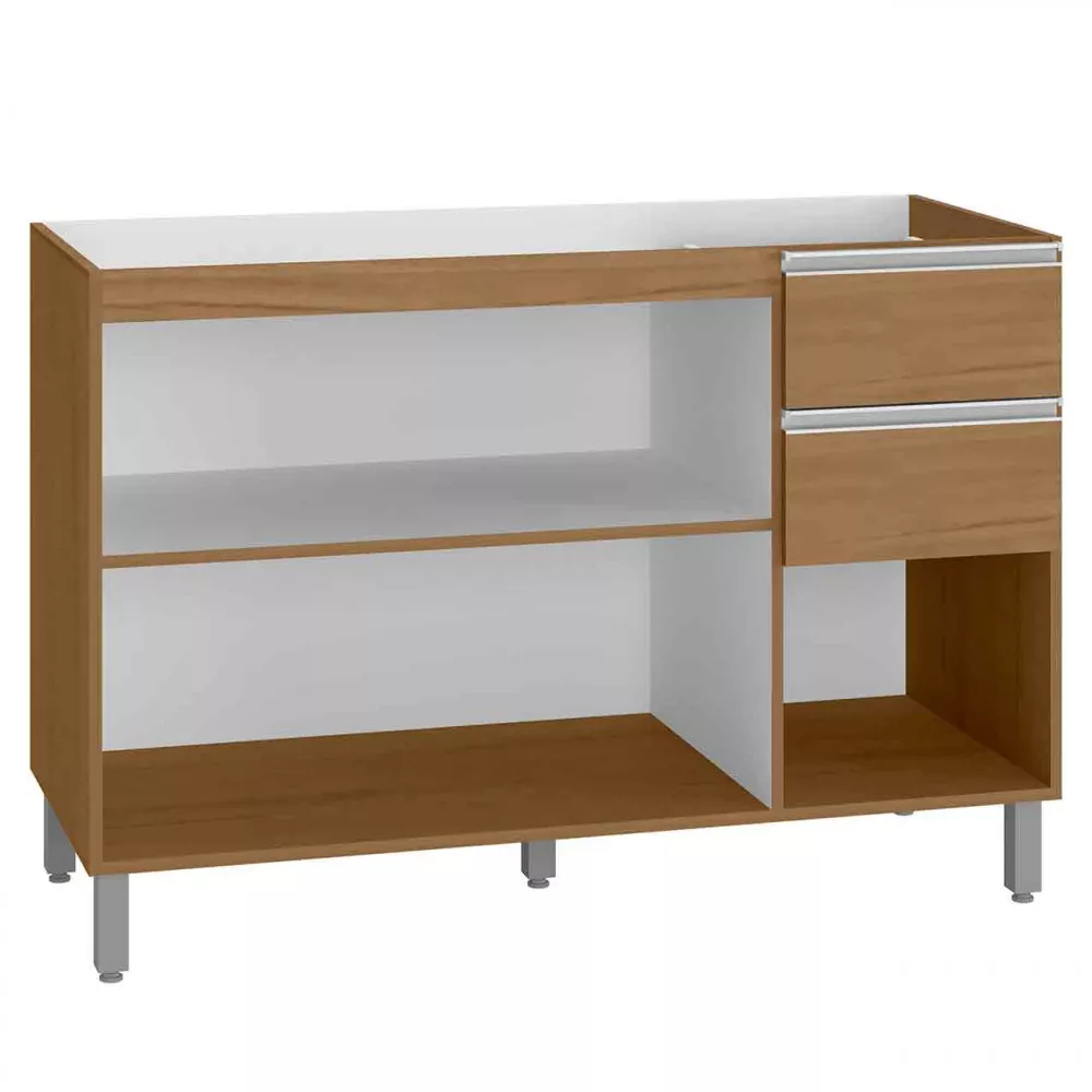 Balcão para Pia Cuba 120cm 3 Portas 3 Gavetas Paris Poliman Móveis
