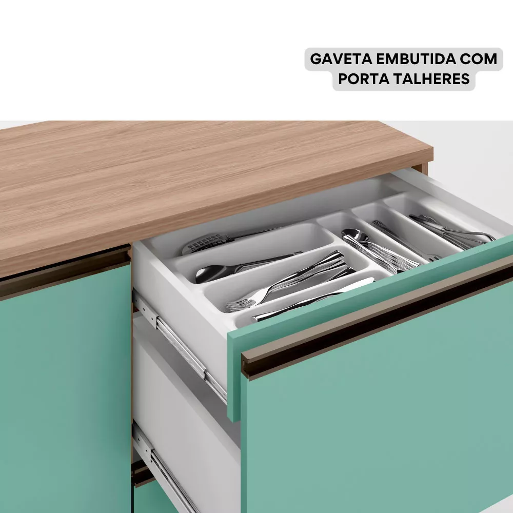 Balcão com Tampo 120cm 1 Porta 3 Gavetas Etna Poliman