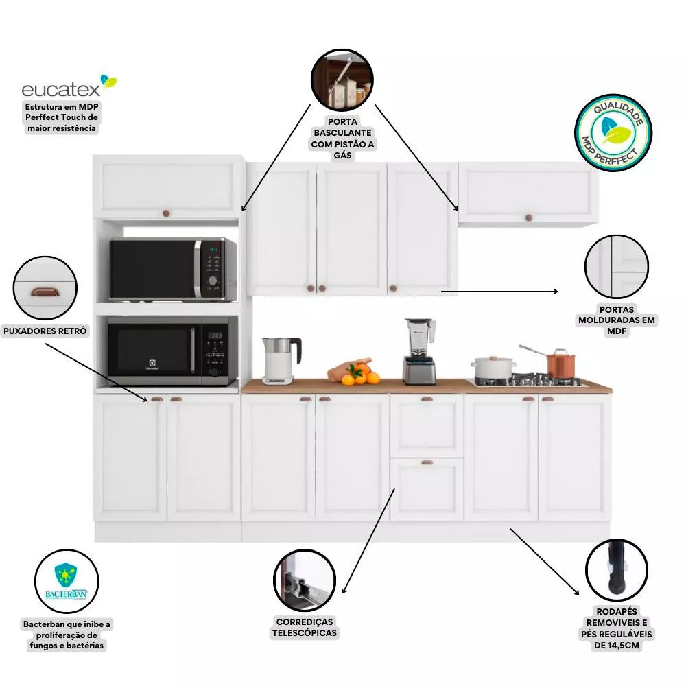 Cozinha Completa Unna 11 Portas 2 Gavetas Poliman Móveis