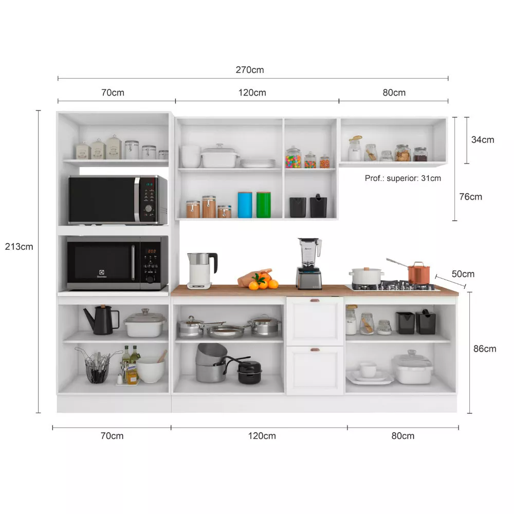 Cozinha Completa Unna 11 Portas 2 Gavetas Poliman Móveis