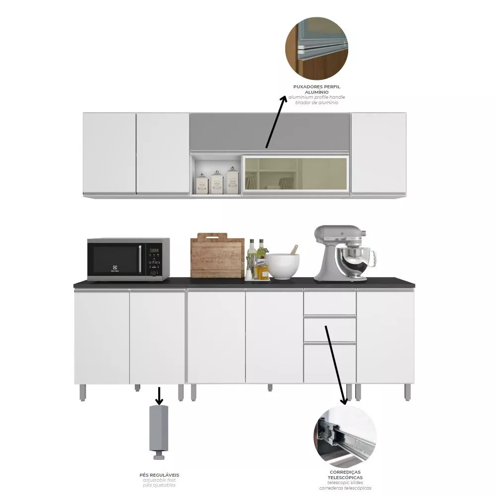 Cozinha Completa Evidence 11 Portas 2 Gavetas Poliman Móveis
