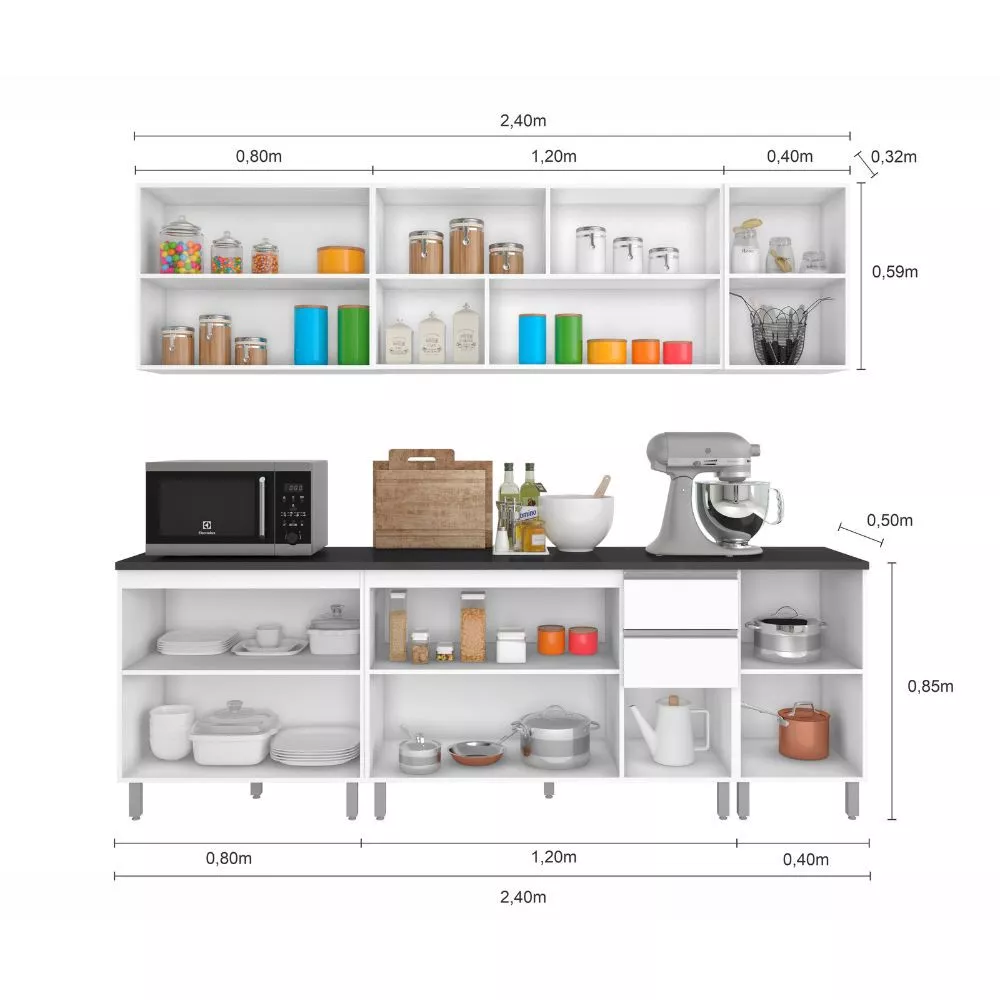 Cozinha Completa Evidence 11 Portas 2 Gavetas Poliman Móveis
