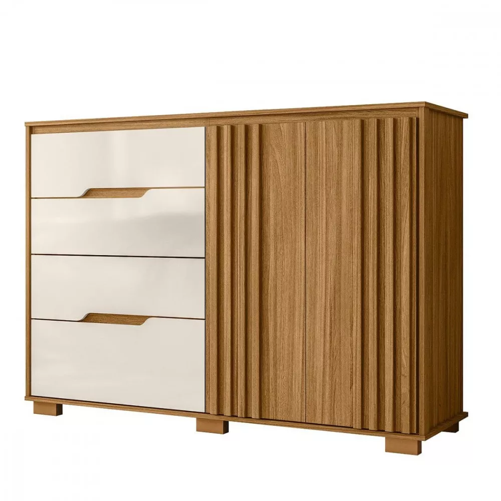 Cômoda Texas  Com 4 Gavetas e 2 Portas Ripado Moval