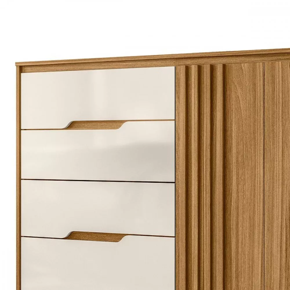 Cômoda Texas  Com 4 Gavetas e 2 Portas Ripado Moval