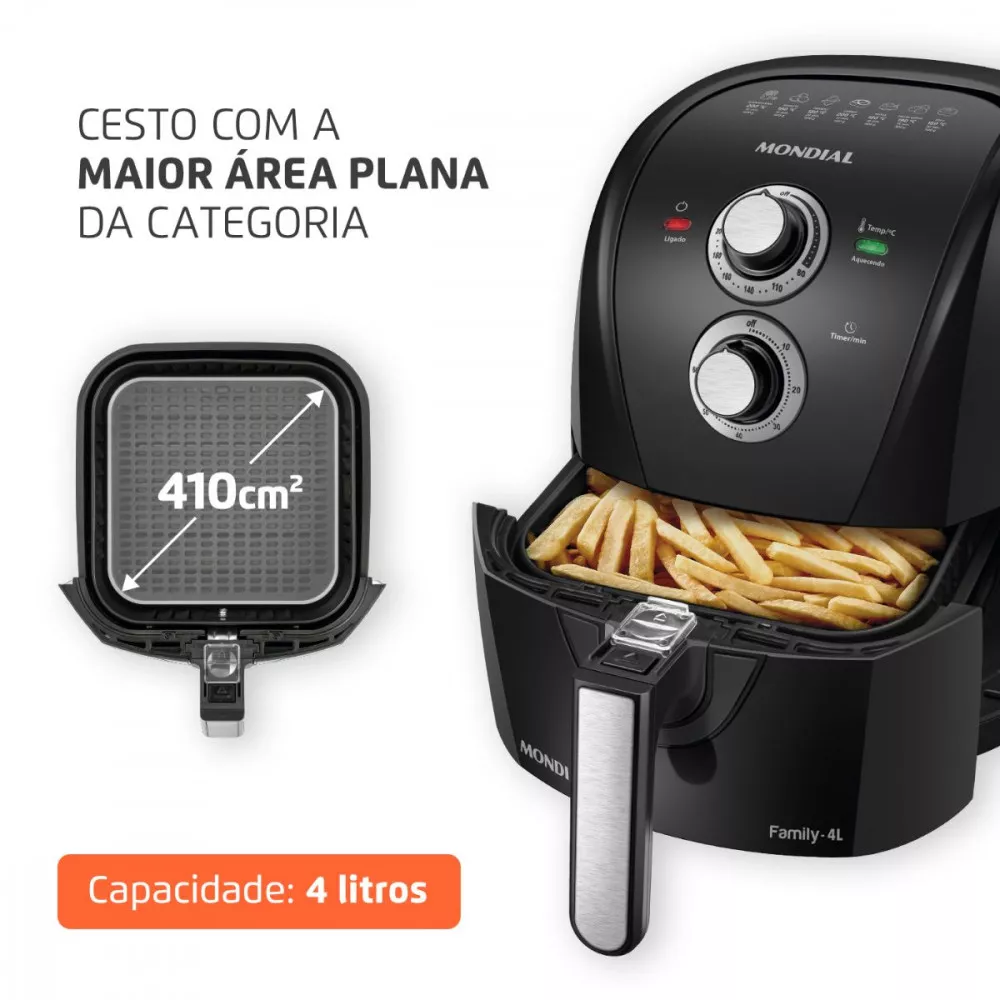 Fritadeira Sem Óleo Air Fryer Mondial 4 Litros 1500w Potência AFN40