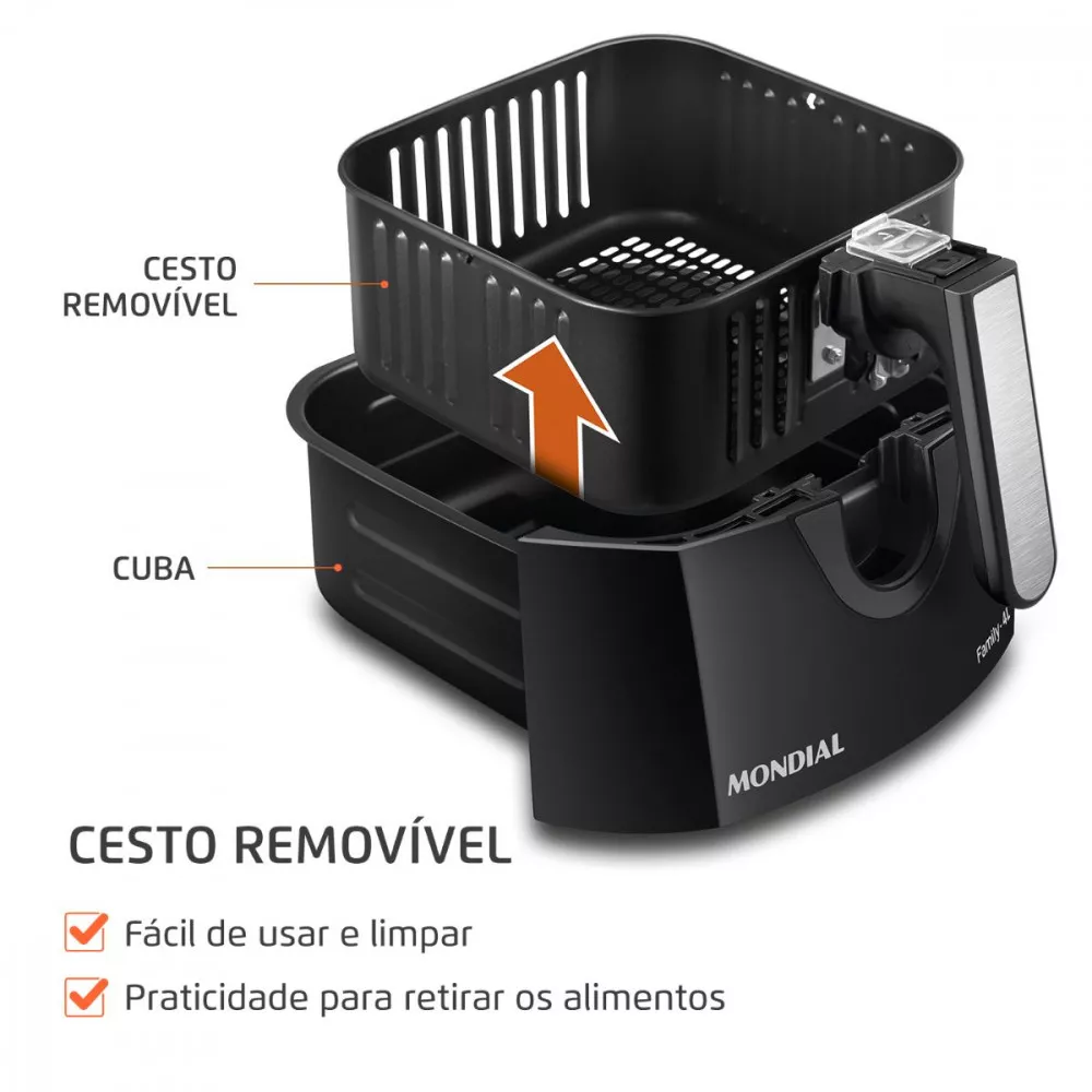 Imagem 10 de 13 de Fritadeira Sem Óleo Air Fryer Mondial 4 Litros 1500w Potência AFN40