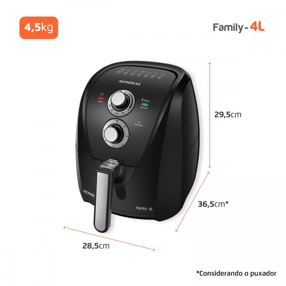 Imagem 12 de 13 de Fritadeira Sem Óleo Air Fryer Mondial 4 Litros 1500w Potência AFN40