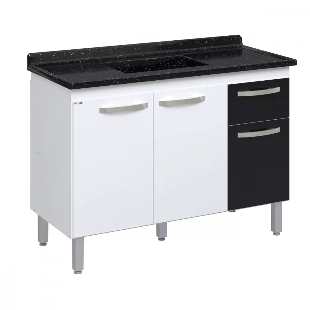 Balcão Flat De Cozinha Para Pia 3 Portas 1 gaveta 1,16 Rorato