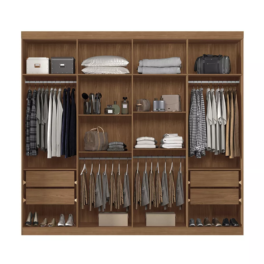 Guarda Roupa Casal 238cm 8 Portas 4 Gavetas com Espelhos Master New Santos Andirá