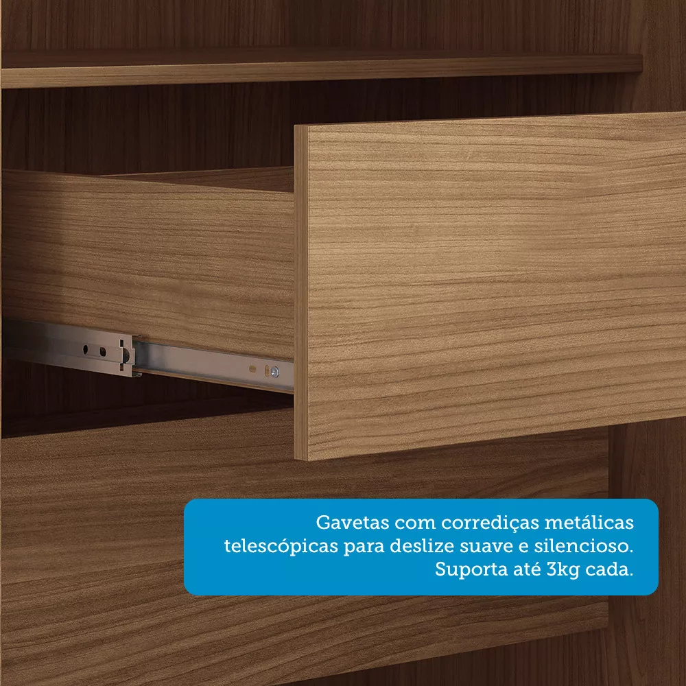 Guarda Roupa Casal 238cm 8 Portas 4 Gavetas com Espelhos Master New Santos Andirá