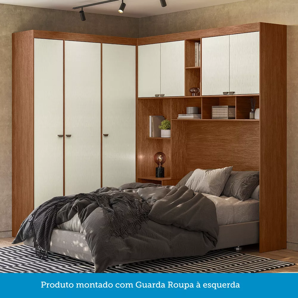 Guarda Roupa de Canto com 7 Portas 4 Gavetas e Cabeceira Lugano Santos Andirá