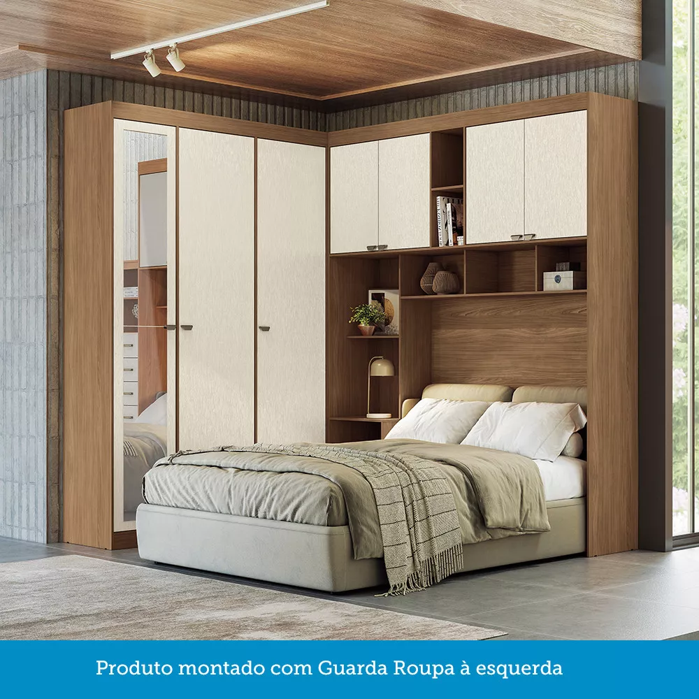 Image 5 of 13 of Guarda Roupa de Canto com 7 Portas 4 Gavetas Cabeceira e Espelho Lugano Santos Andirá