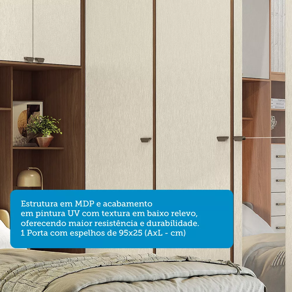 Image 6 of 13 of Guarda Roupa de Canto com 7 Portas 4 Gavetas Cabeceira e Espelho Lugano Santos Andirá