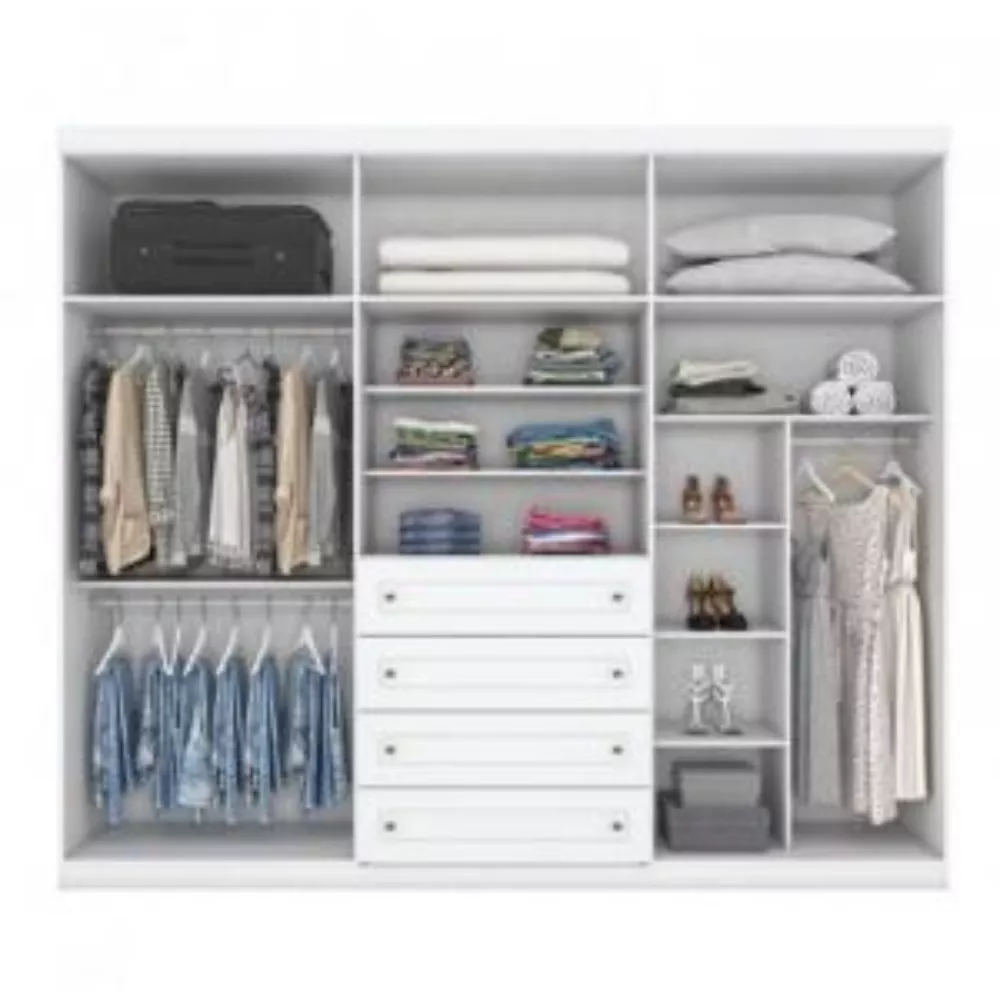 Conjunto Quarto Henn Americana 2 Peças 7 Portas 8 Gavetas Guarda Roupa + Cômoda