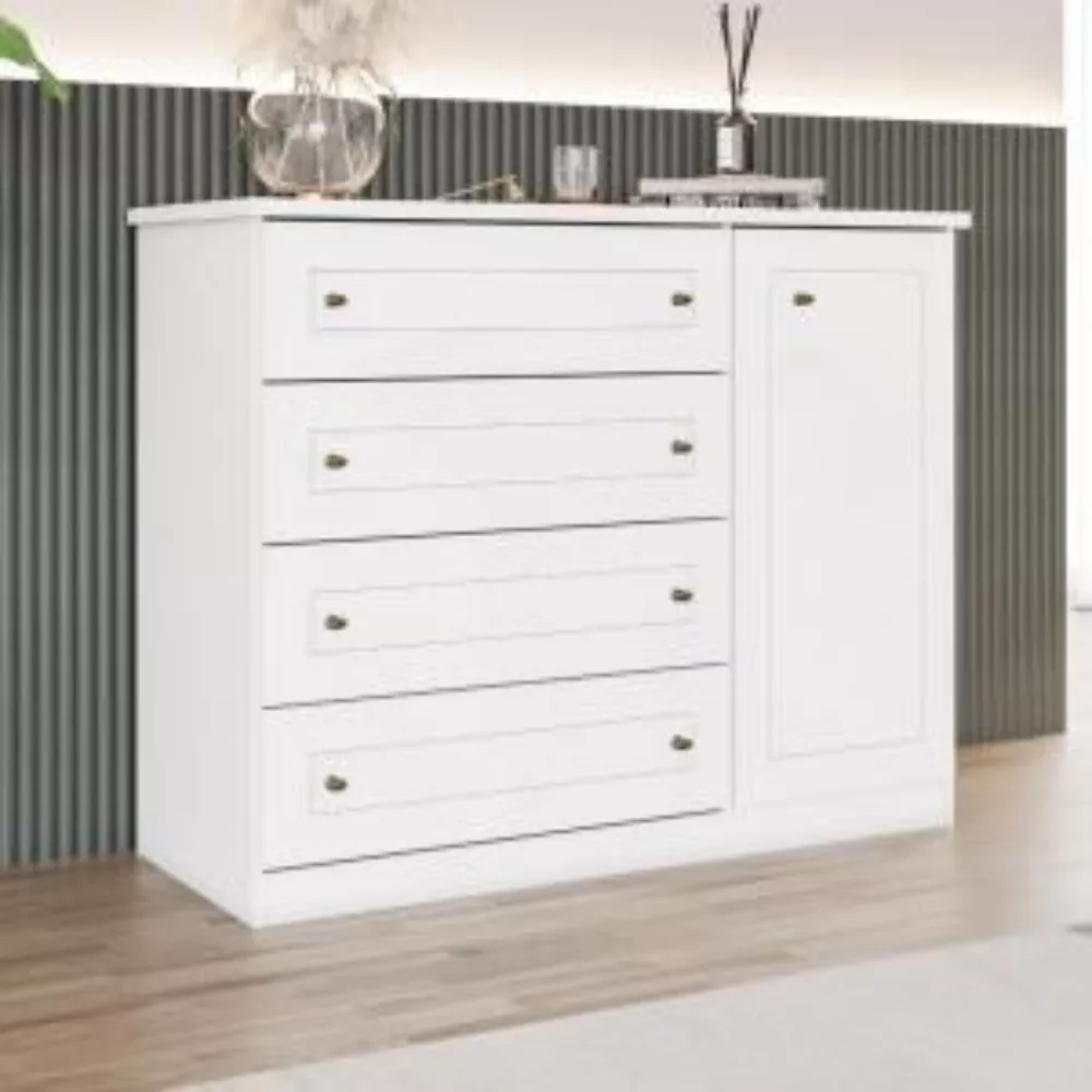 Imagem 8 de 12 de Conjunto Quarto Henn Americana 2 Peças 7 Portas 8 Gavetas Guarda Roupa + Cômoda