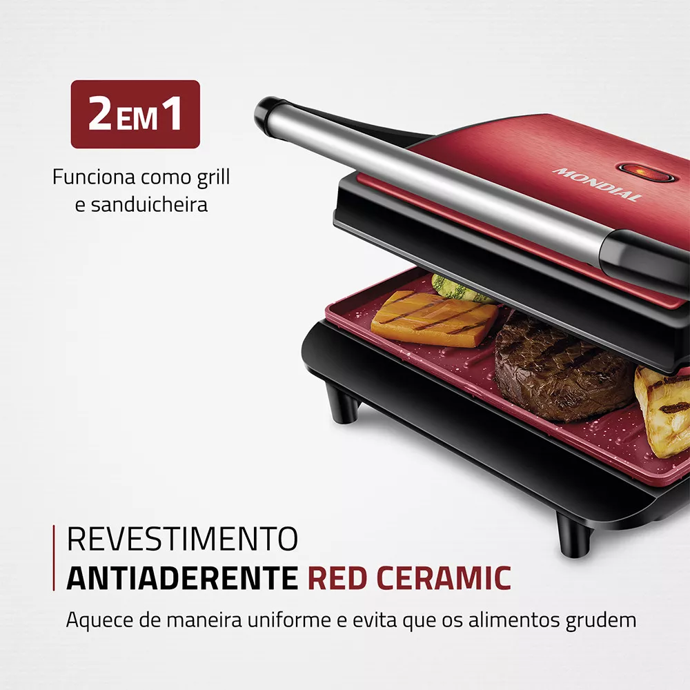 Imagem 8 de 12 de Grill e Sanduicheira Mondial Press Ceramic