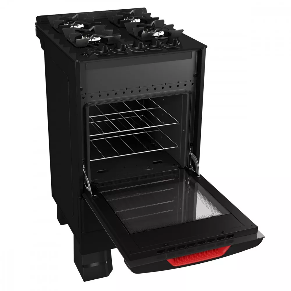 Fogão Mueller 4 Bocas Com Mesa De Vidro E Grades De Ferro