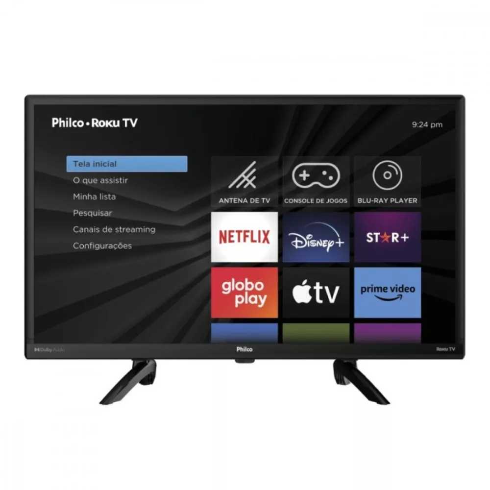 Smart TV 24 Philco Led Roku TV Dolby Audio Netflix e Globoplay