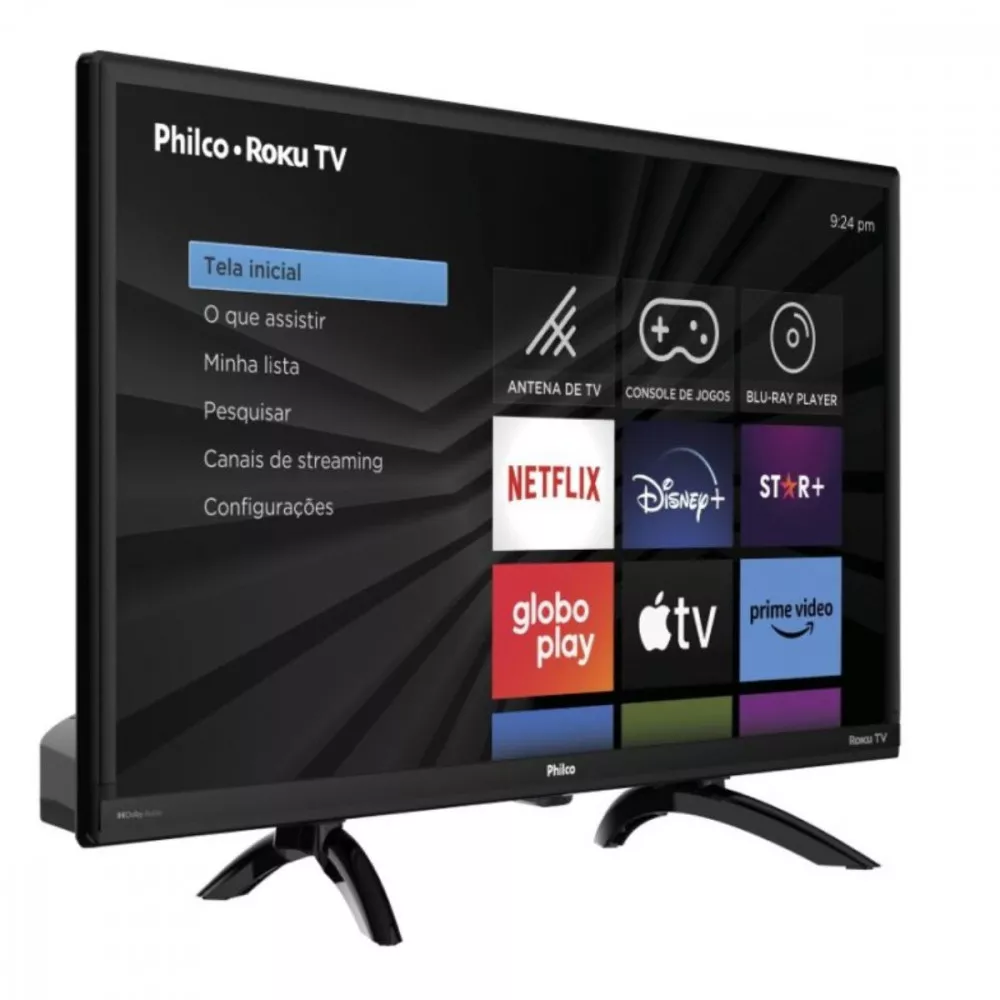 Smart TV 24 Philco Led Roku TV Dolby Audio Netflix e Globoplay