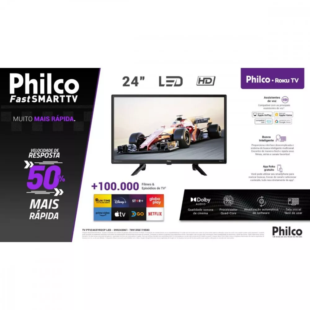 Imagem 16 de 17 de Smart TV 24 Philco Led Roku TV Dolby Audio Netflix e Globoplay