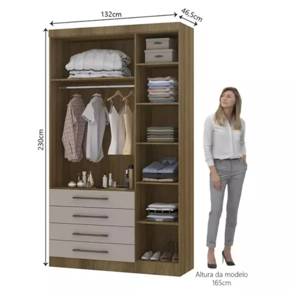 Image 6 of 11 of Conjunto Quarto Eucamoveis Paris 5 Peças 8 Portas 6 Gavetas