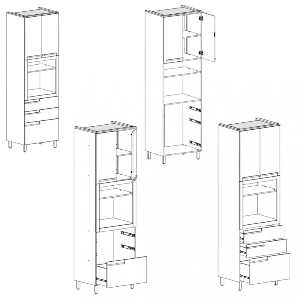 Paneleiro Torre Quente 2 Portas 3 Gavetas 70cm Manhattan Herval