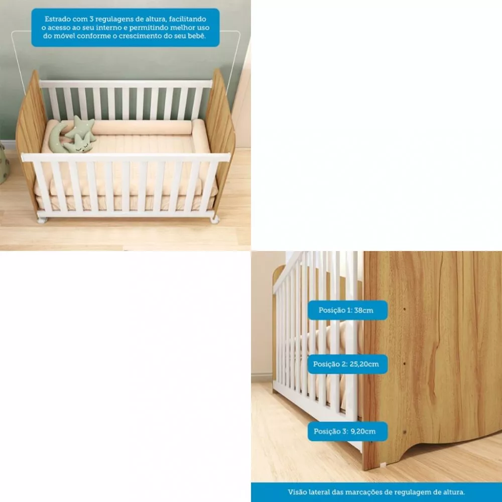 Image 5 of 7 of Quarto de Bebê com Cômoda 3 Gavetas Smim New e Berço MDF Americano Uli Móveis Peroba