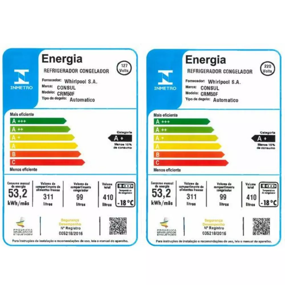 Geladeira Consul CRM50FK Frost Free Duplex 410L