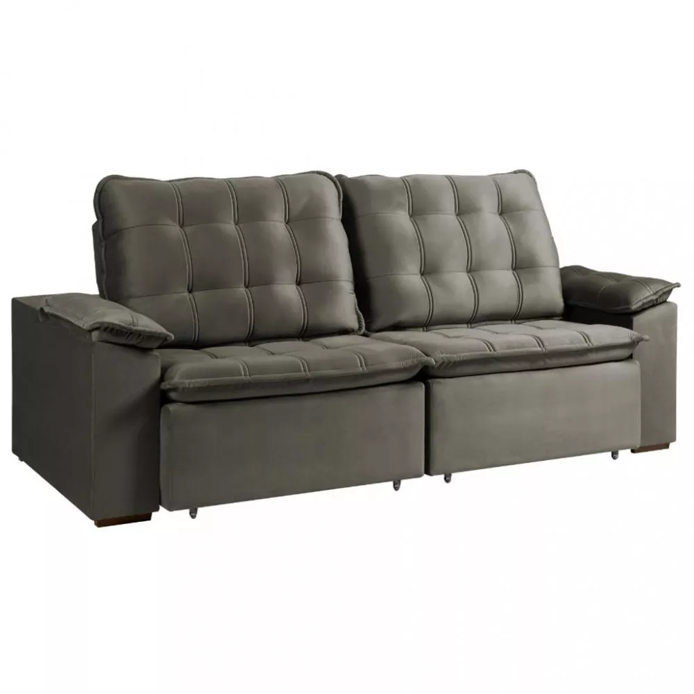 Sofá 4 Lugares Retrátil e Reclinável Veludo 250cm Marilia Takei