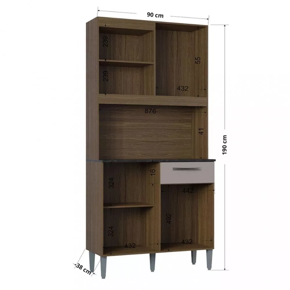 Image 3 of 4 of Cozinha Compacta 4 Portas 1 Gaveta 90cm Livia Poquema